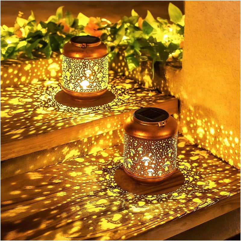 EZTZEN Mushroom Solar Lanterns Outdoor Waterproof Hanging Solar Lights Mushroom Gifts for Women Men Mom Metal Decorative LED Outdoor Lanterns for Patio,Lawn, Landscape, Garden Decor, Yard Decoration - Image 4